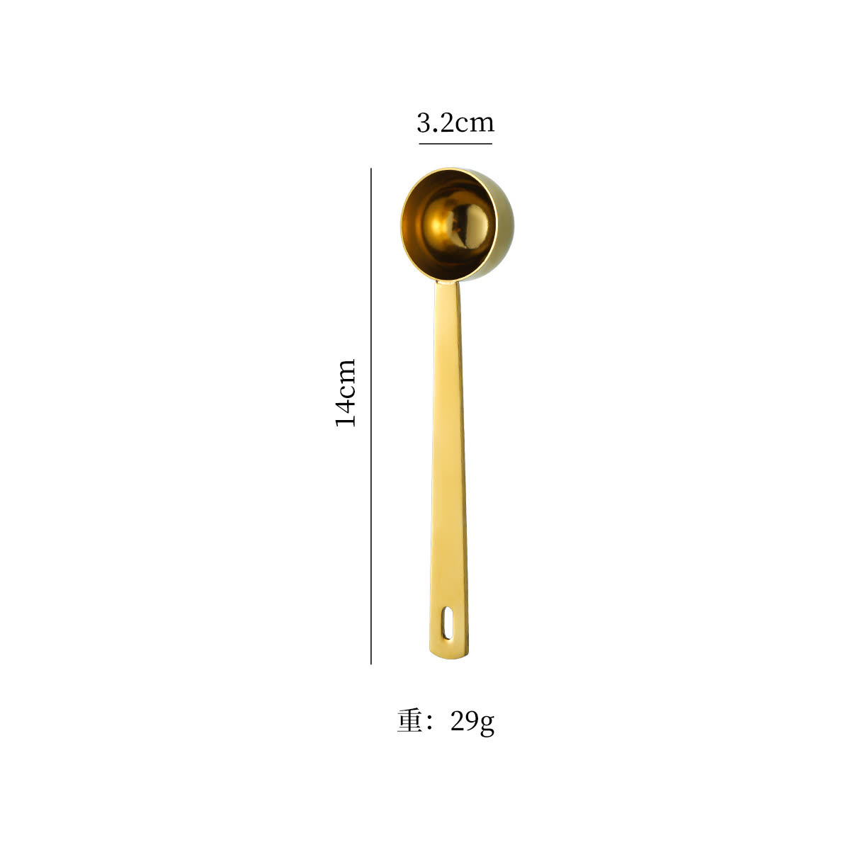 10 ml Square Handle stainless steel measuring spoon — PVD titanium coating — gold