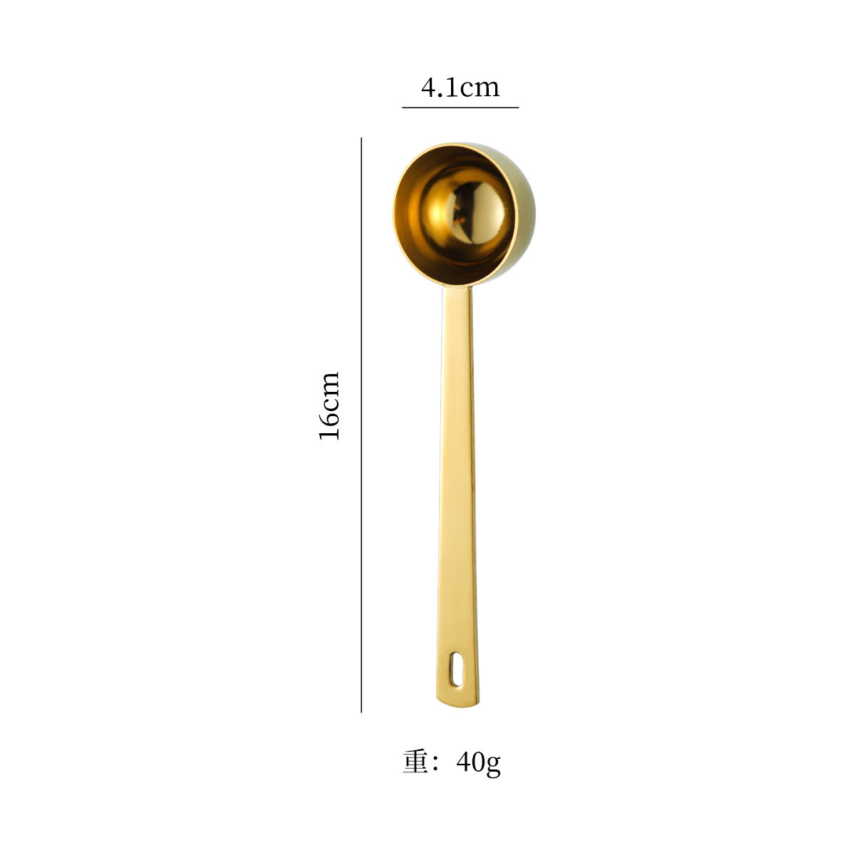 25 ml Square Handle stainless steel measuring spoon — PVD titanium coating — gold