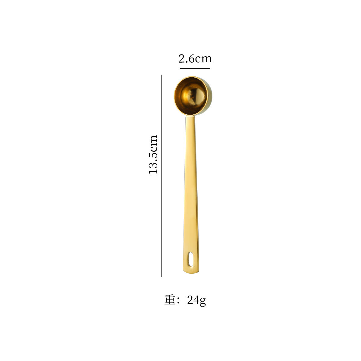 5 ml Square Handle stainless steel measuring spoon — PVD titanium coating — gold