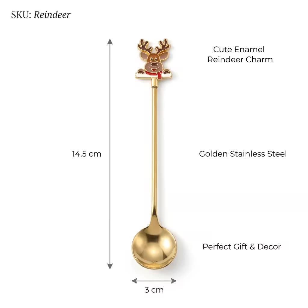 2.5 ml Reindeer Christmas Stirring Rod bright finish — dimensional drawing
