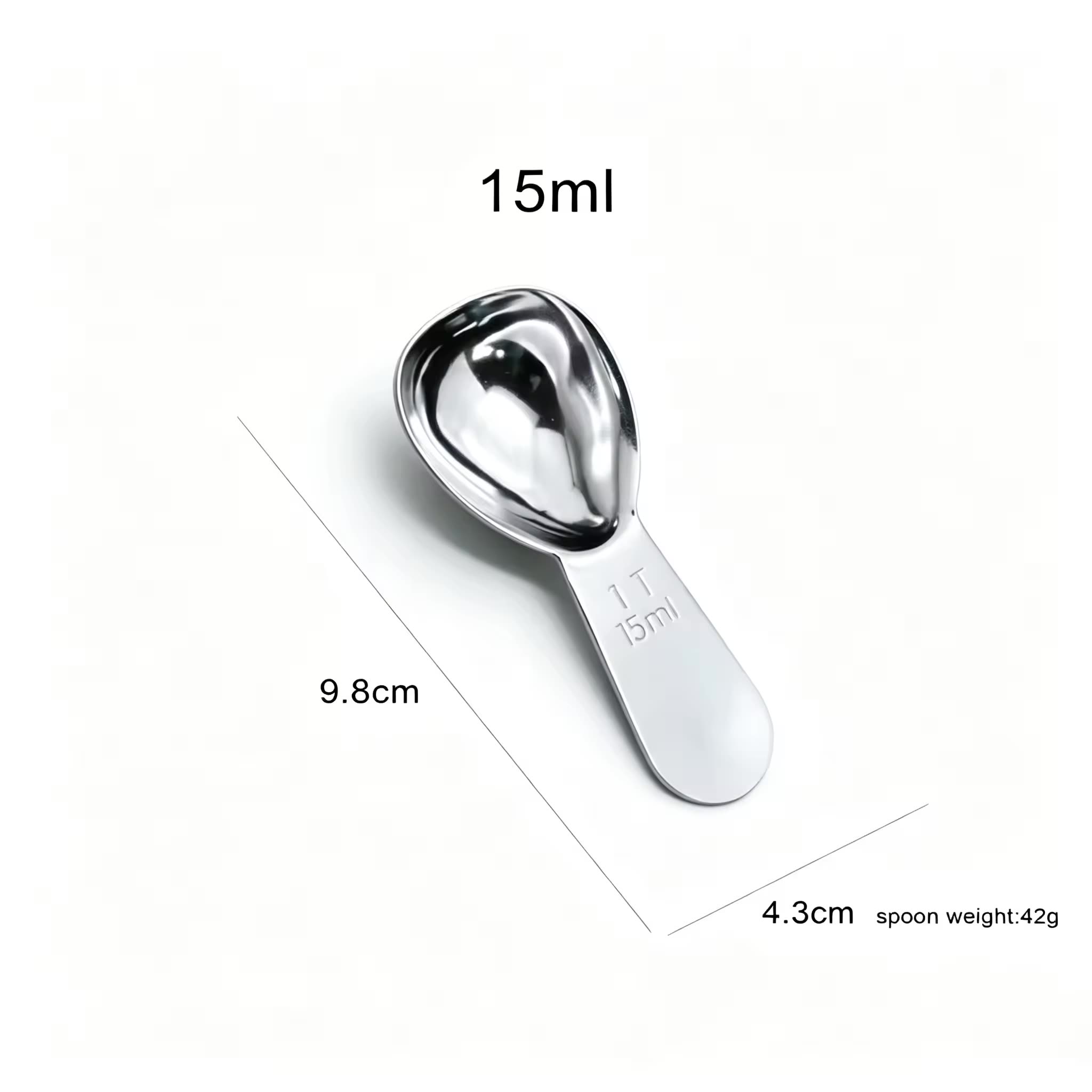 15 ml Heart-Shaped Measuring Spoon — dimensional drawing